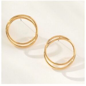 Anthropologie Large Spiraled Double Circle Hoop Earrings